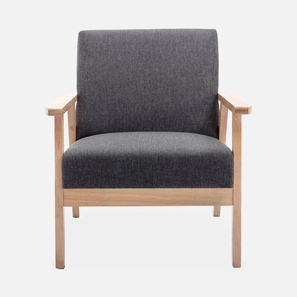 Fauteuil scandinave vintage bleu émeraude bois clair confort