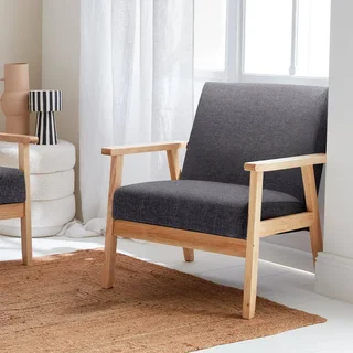 Fauteuil scandinave vintage bleu émeraude bois clair confort