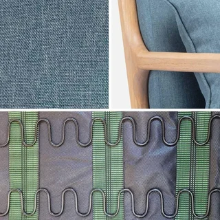 Fauteuil scandinave bois hévéa massif tissu rembourré Lorens design