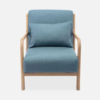 Fauteuil scandinave bois hévéa massif tissu rembourré Lorens design