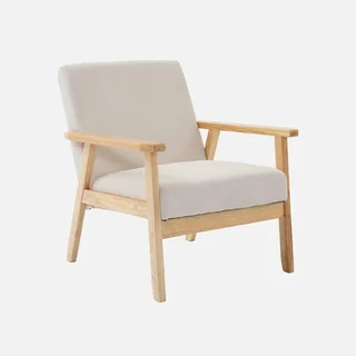 Fauteuil scandinave velours côtelé bois peuplier hévéa vintage Isak