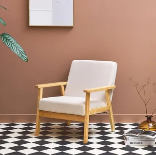 Fauteuil scandinave velours côtelé bois peuplier hévéa vintage Isak