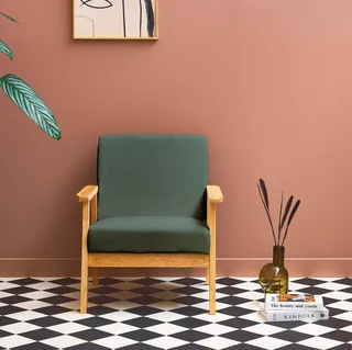 Fauteuil scandinave vintage bois peuplier velours côtelé gris confort