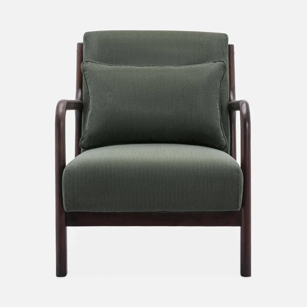 Poltrona scandinava velluto a coste legno hevea wengé Lorens