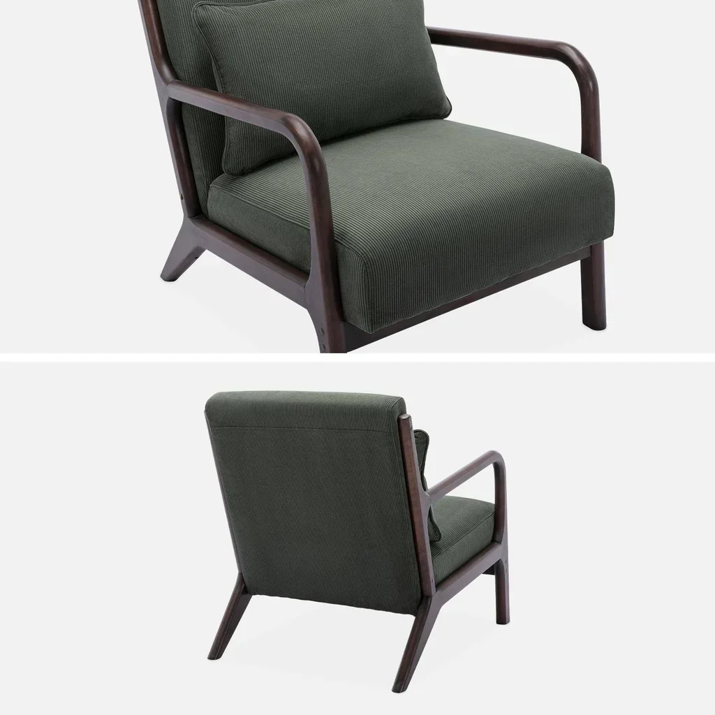Poltrona scandinava velluto a coste legno hevea wengé Lorens