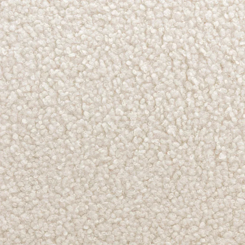 Fauteuil scandinave Amelie hévéa noyer clair tissu bouclette crème