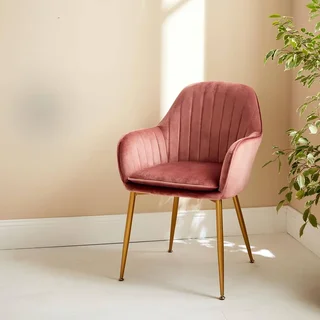Fauteuil design velours noir mat vintage Shella pieds métal