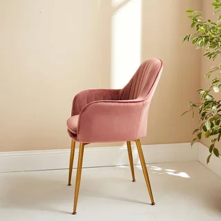 Fauteuil design velours noir mat vintage Shella pieds métal