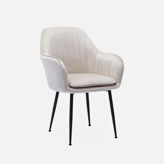 Fauteuil vintage velours Shella noir mat design élégant