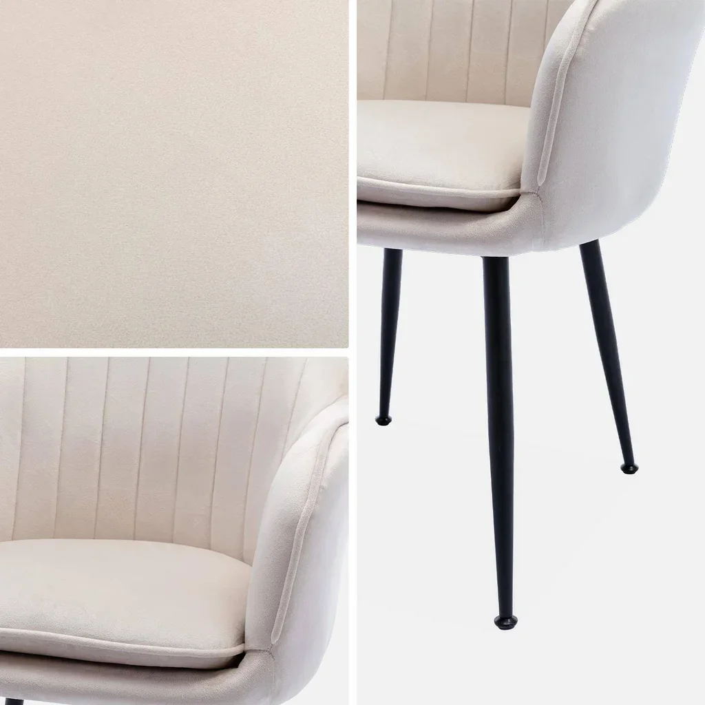 Fauteuil vintage velours Shella noir mat design élégant