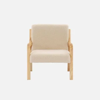 Fauteuil enfant Lorens design scandinave bois hévéa bouclette beige