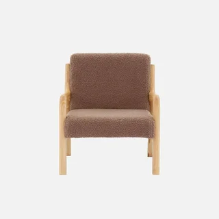 Fauteuil enfant scandinave bois hévéa et tissu bouclette beige Lorens Kids
