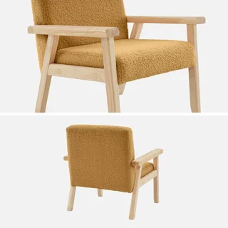 Fauteuil enfant scandinave bouclette blanche pieds hévéa