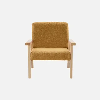 Fauteuil enfant scandinave bouclette blanche pieds hévéa