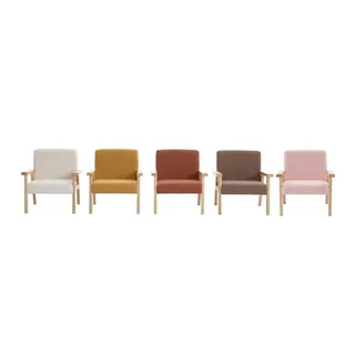 Fauteuil enfant scandinave bouclette blanche et bois hévéa