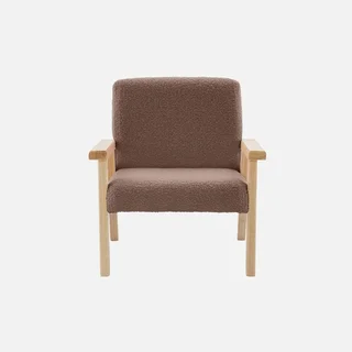 Fauteuil enfant scandinave bouclette blanc pieds hévéa