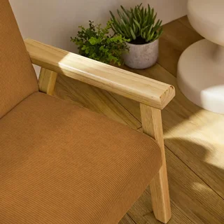 Scandinavian kids armchair kaki corduroy velvet hevea wood 3-7 years
