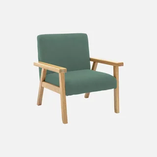 Scandinavian kids armchair corduroy khaki hevea wood