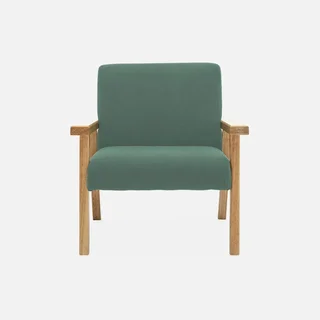 Scandinavian kids armchair corduroy khaki hevea wood