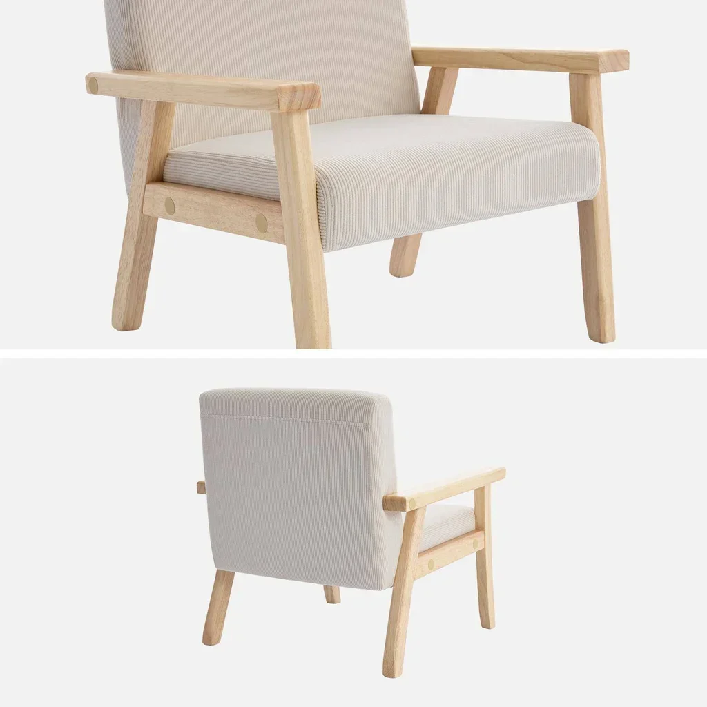 Scandinavian kids armchair velvet khaki rubberwood comfortable ages 3-7