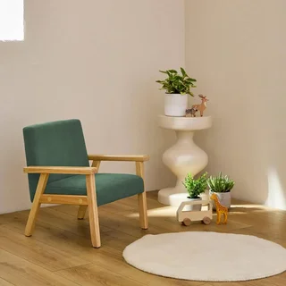 Scandinavian kids armchair corduroy khaki hevea wood