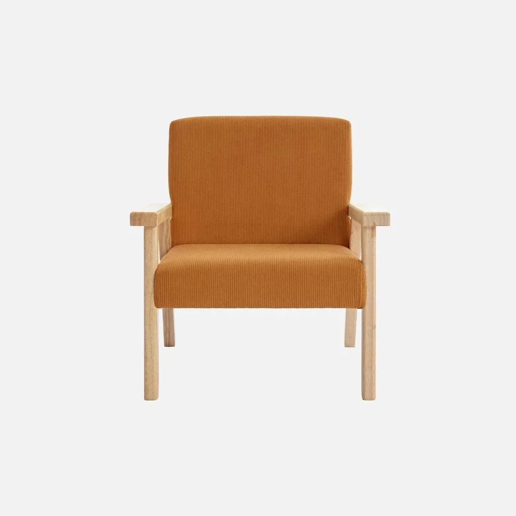 Scandinavian kids armchair kaki corduroy velvet hevea wood 3-7 years