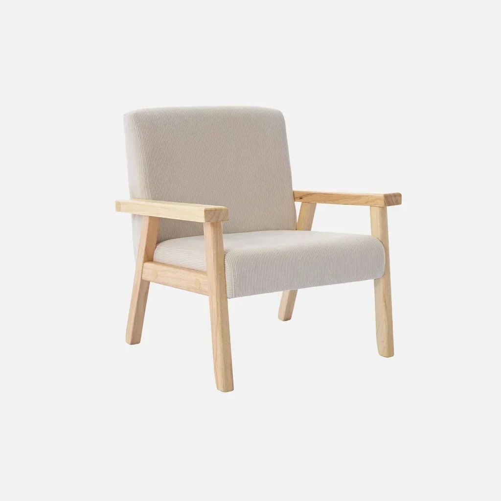 Scandinavian kids armchair velvet khaki rubberwood comfortable ages 3-7