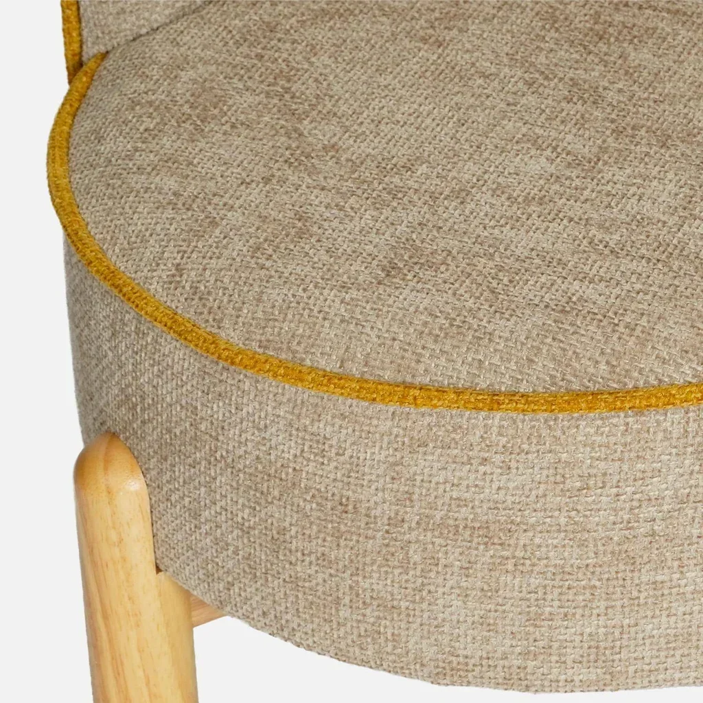 Fauteuil enfant vintage Louisa en hévéa et chenille taupe