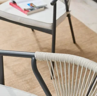 Fauteuil jardin Liora acier cordage empilable lot 2
