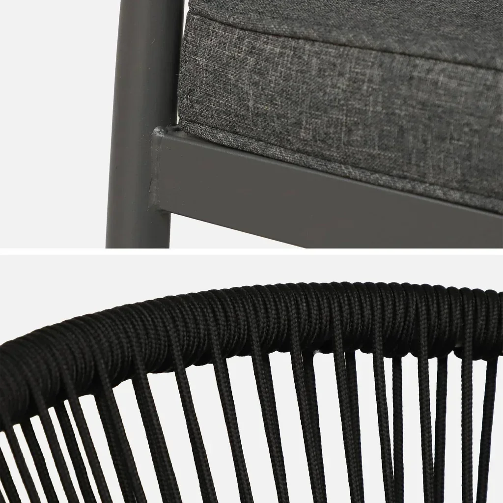 Fauteuils jardin empilables acier cordage Liora lot 2