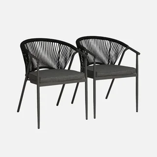 Fauteuils jardin empilables acier cordage Liora lot 2