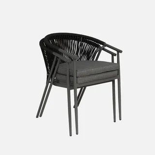 Fauteuils jardin empilables acier cordage Liora lot 2