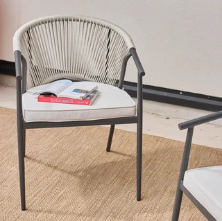 Fauteuil jardin Liora acier cordage empilable lot 2