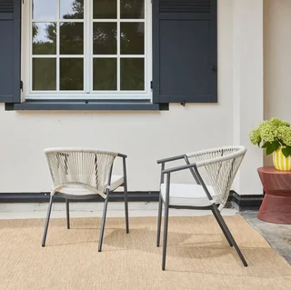 Fauteuil jardin Liora acier cordage empilable lot 2