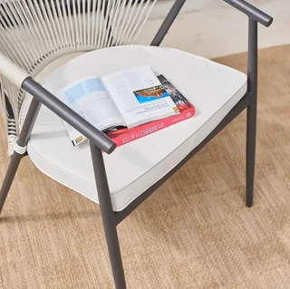 Fauteuil jardin Liora acier cordage empilable lot 2