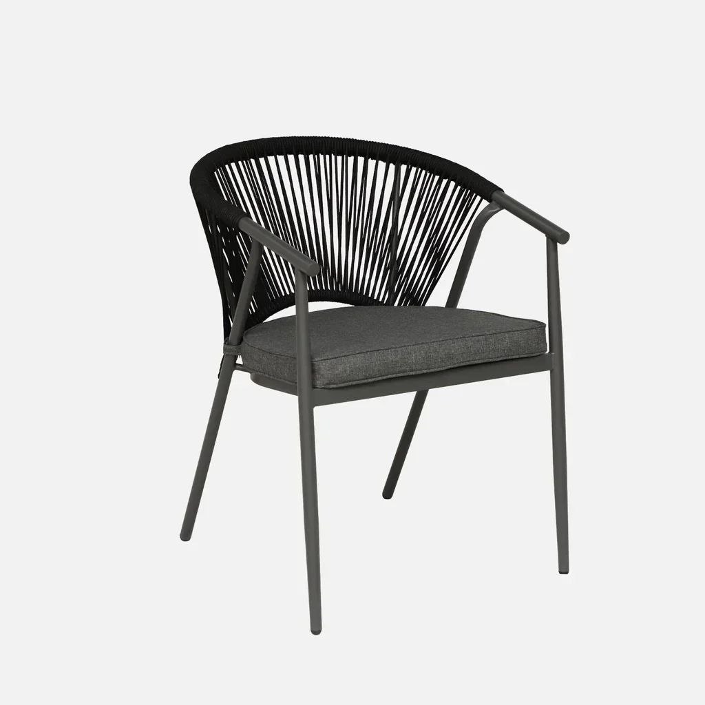 Fauteuils jardin empilables acier cordage Liora lot 2
