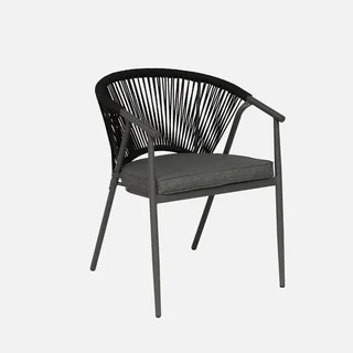 Fauteuils jardin empilables acier cordage Liora lot 2