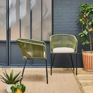 Fauteuil jardin métal galvanisé cordage tressé Santos lot 2