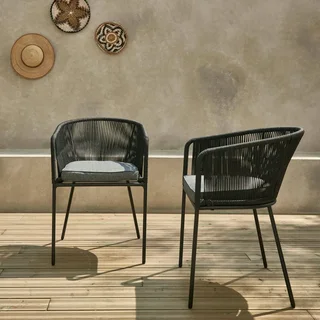 Fauteuils jardin métal galvanisé et cordage tressé lot de 2 Santos