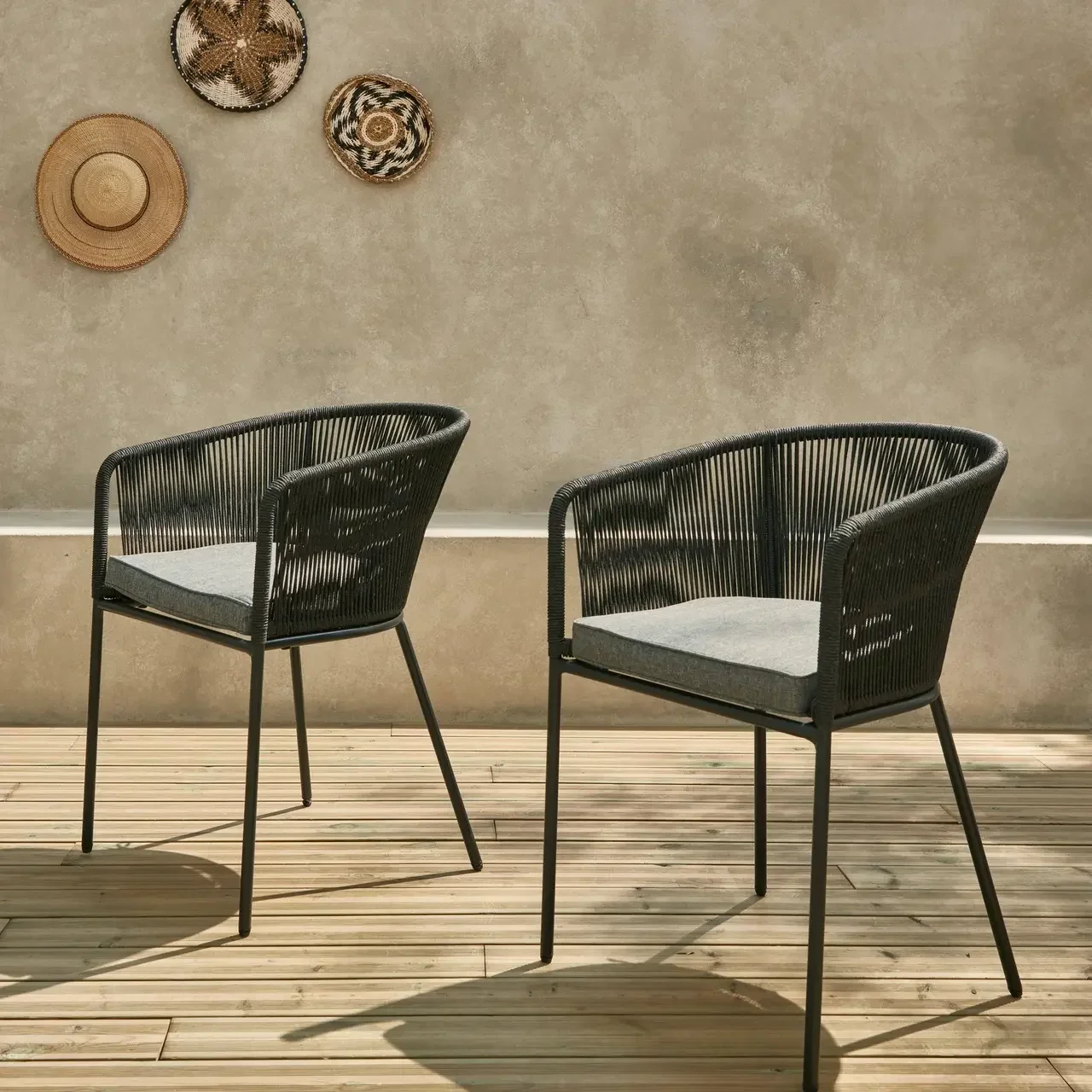 Fauteuils jardin métal galvanisé et cordage tressé lot de 2 Santos