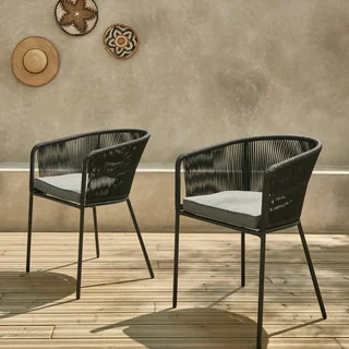 Fauteuils jardin métal galvanisé et cordage tressé lot de 2 Santos
