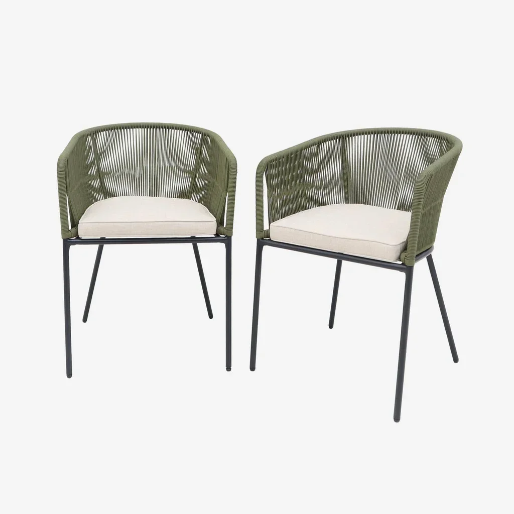 Fauteuil jardin métal galvanisé cordage tressé Santos lot 2
