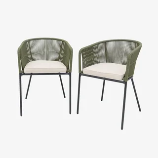Fauteuil jardin métal galvanisé cordage tressé Santos lot 2