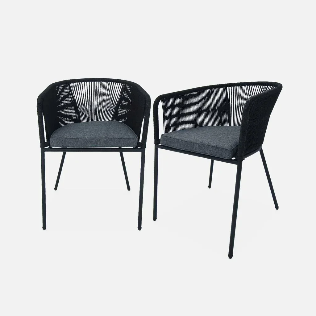 Fauteuils jardin métal galvanisé et cordage tressé lot de 2 Santos