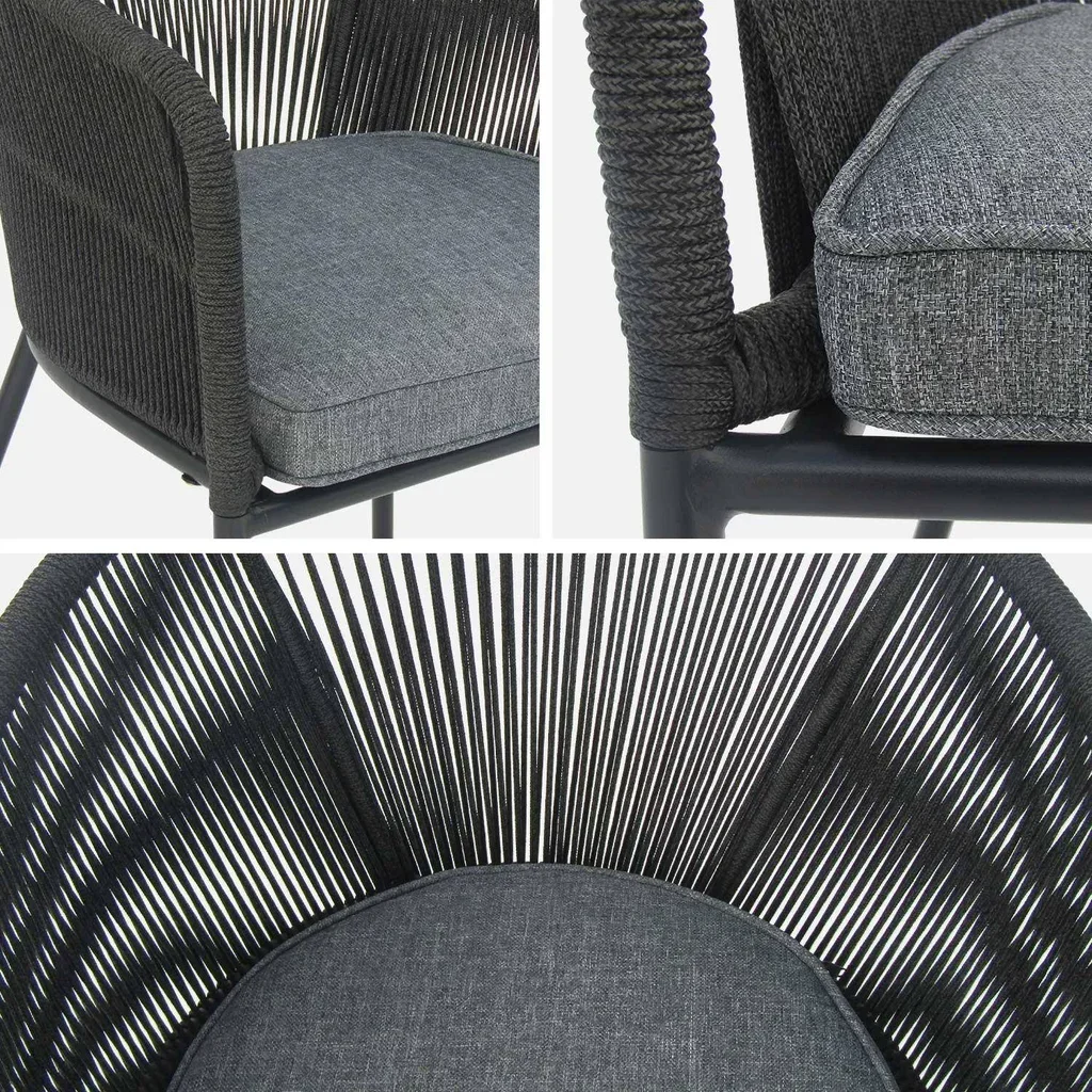 Fauteuils jardin métal galvanisé et cordage tressé lot de 2 Santos