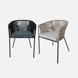2 fauteuils jardin métal galvanisé cordage tressé Santos résistants intempéries