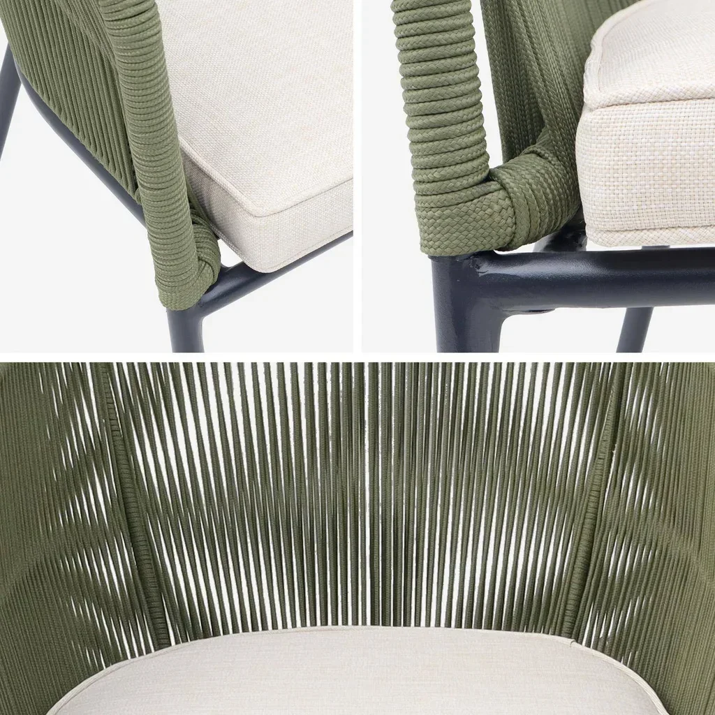 Fauteuil jardin métal galvanisé cordage tressé Santos lot 2