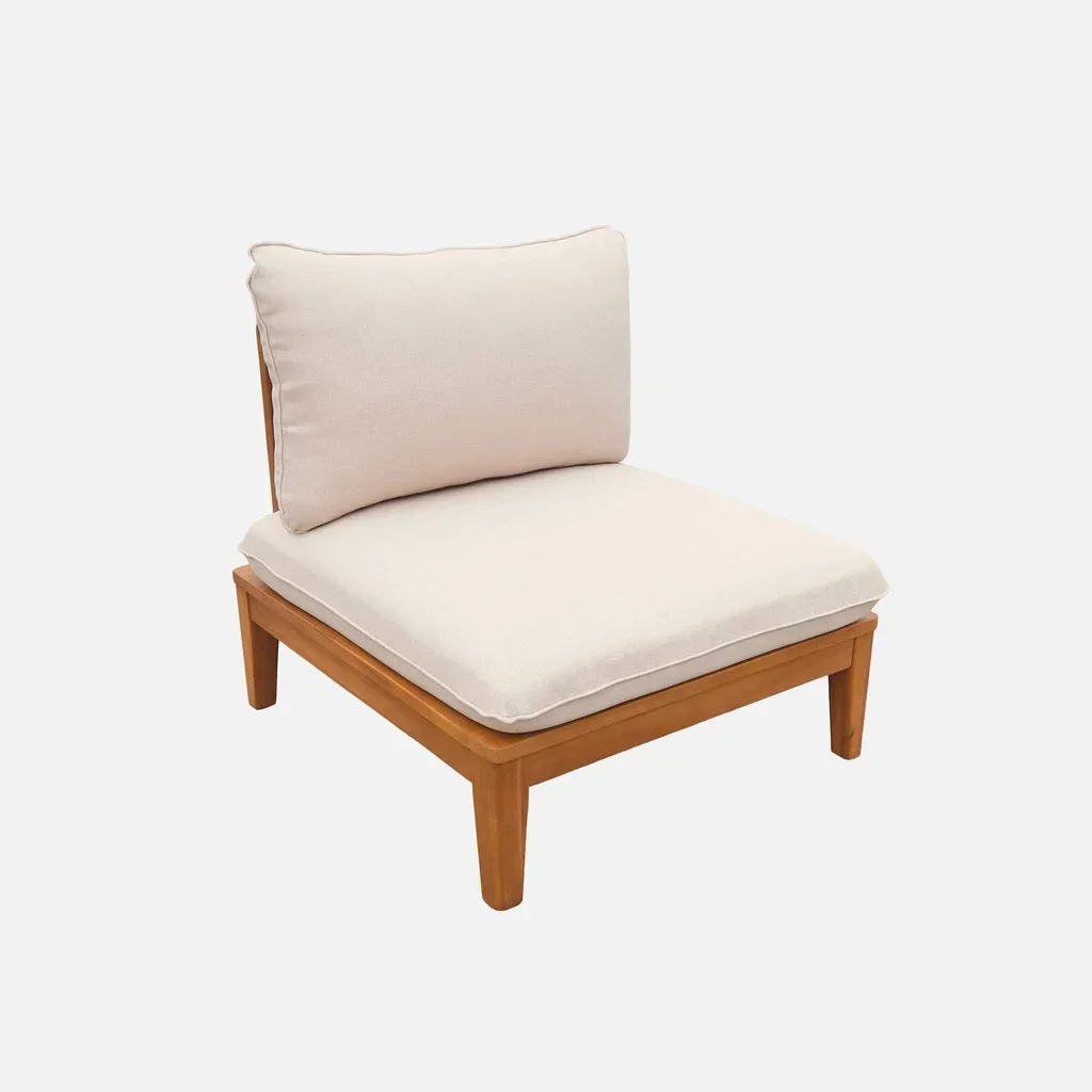 Poltrona giardino legno acacia con tavolino e cuscini comodi Yona