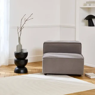 Sillón modular tela impermeable 1 plaza gris jaspeado salón