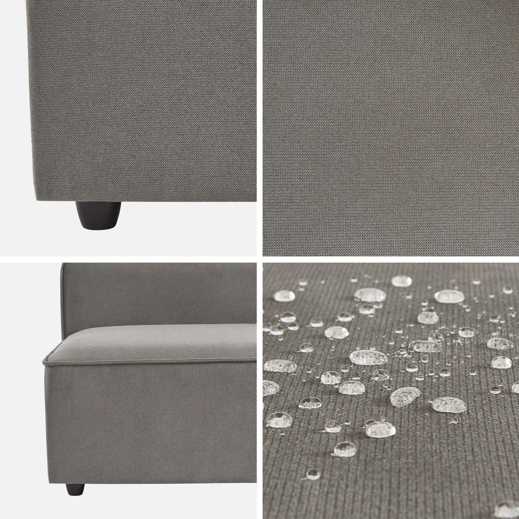 Sillón modular tela impermeable 1 plaza gris jaspeado salón